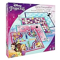 Disney Princess Games Compendium, Enjoy 4 x Board Games, Nine Men's Morris, Draughts, Ludo, Ladders Game, Great Gift for Kids Aged 5+