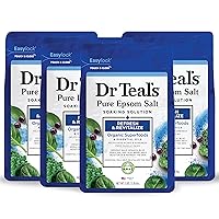 Dr Teal's Pure Epsom Salt Soaking Solution Refresh & Revitalize with Organic Superfoods & Essential Oils 3 lbs (Pack of 4) (Packaging May Vary)
