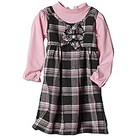 YOUNGLAND Little Girls' Plaid Jumper with Ruffled Trim