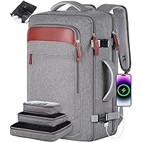 Z-MGKISS Large Travel Backpack for Women, 42L Carry on Backpack Flight Approved, TSA Laptop Backpacks with 4 Packing Cubes, Large Suitcase Luggage Daypack Business Overnight Trips Weekend Bag, Grey
