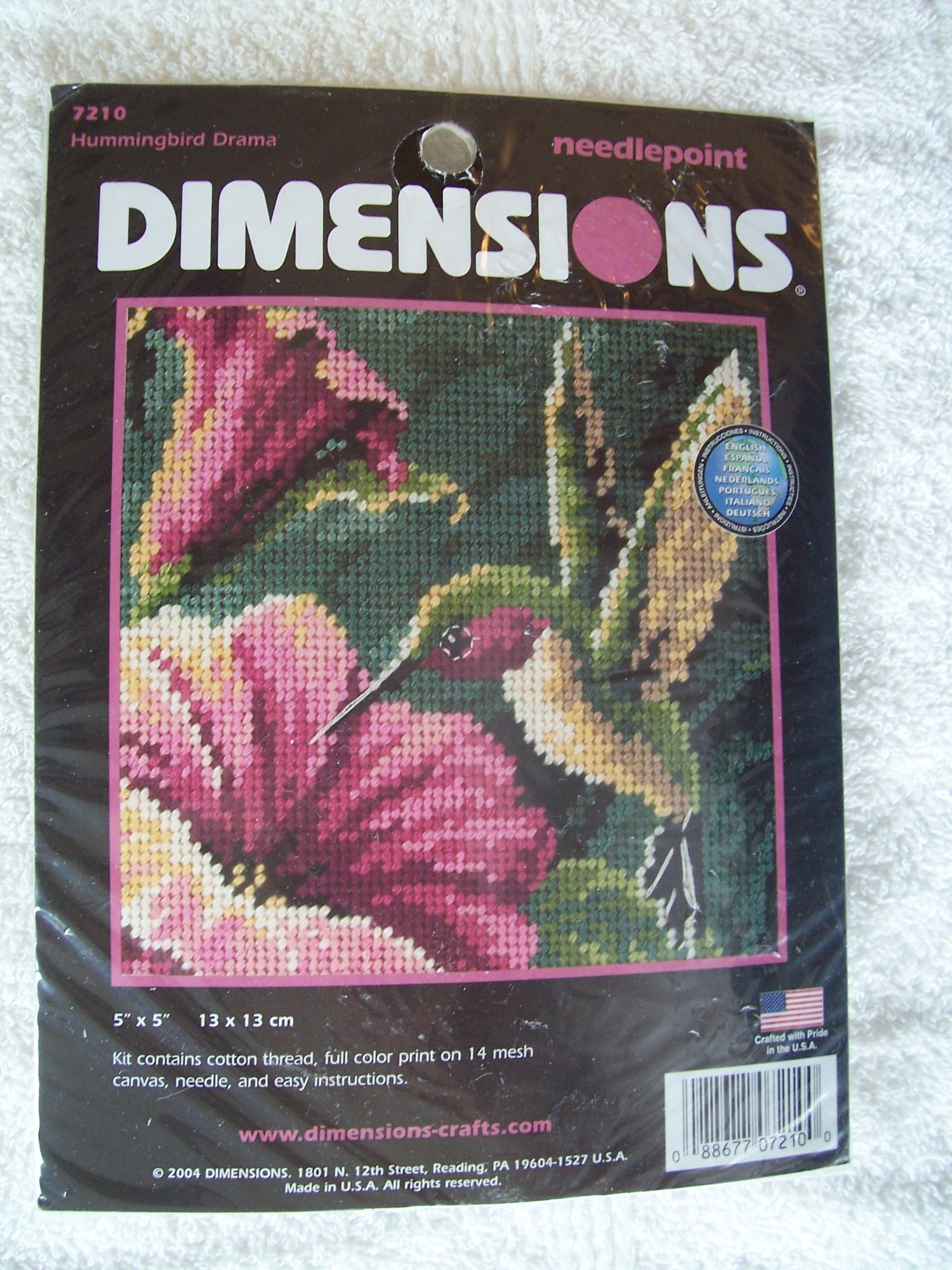 Dimensions Needlepoint Kit, Hummingbird Needlepoint, 5'' W x 5'' H, Various