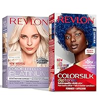 Bundle of Revlon Permanent Hair Color ColorSilk Digitones with Keratin, 79D Electric Blue (Pack of 1) + Permanent Hair Color by Revlon, Color Effects Highlighting Kit, 60 Platinum, 8 Oz, (Pack of 1)