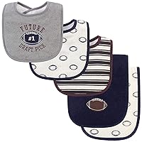 Hudson Baby Unisex Baby Cotton Terry Bib and Burp Cloth Set, Football, One Size