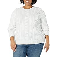 Amazon Essentials Women's Fisherman Cable Long-Sleeve Crewneck Sweater (Available in Plus Size)