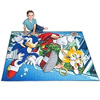 Franco Kids Room Non Slip Area Rug, 69 in x 52 in, Sonic The Hedgehog, Anime