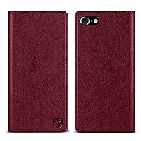 ZZXX for iPhone SE 2022(2020)/iPhone 7/iPhone 8 Wallet Case with [RFID Blocking] Card Slot Stand Strong Magnetic Leather Flip Fold Protective Phone Case for iPhone 7 Case Wallet(Wine Red-4.7 inch)