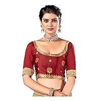 Women's Readymade Bollywood Blouse For Sarees Indian Designer Art Silk Padded Stitched Choli Crop Top