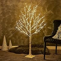 Birchlitland LED Birch Tree 4FT 200L Warm White Fairy Lights, Lighted Trees for Indoor Outdoor Home Thanksgiving Christmas Holiday Decoration