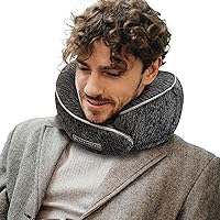 BLACK+DECKER Memory Foam Neck Wrap with Velcro Closure Plush and Supportive Travel Pillow for Neck and Shoulder Comfort, Ergonomic, for Travel, Home, Office Use, Machine Washable Cover, Black/Grey