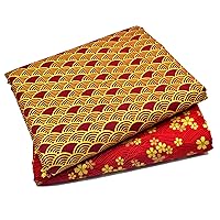 Japanese Sakura Cherry Blossoms Waves Fat Quarters Quilting Fabric Bundles,18x22 inches, (Red)