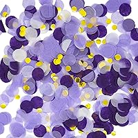 Round Glitter Confetti,White Purple Gold Confetti Dots for Graduation Carnival Wedding Birthday Decorations,1.76 oz