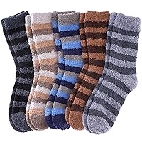 FNOVCO Mens Fuzzy Socks Soft Cozy Slipper Fluffy Socks Winter Warm Microfiber Plush Sleeping Socks 5 to 6 Pairs