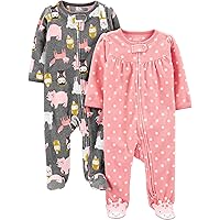 Simple Joys by Carter's Baby Girls' Fleece Footed Sleep and Play, Pack of 2