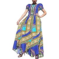 RaanPahMuang Africa Dashiki Colors Baby Doll Full Wild Smock Waist Ladies Dress