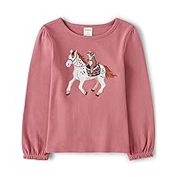 Gymboree Girls' and Toddler Fall and Holiday Embroidered Graphic Long Sleeve T-Shirts