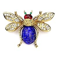 24k Gold Plated Made in New York Luxury Statement Bug Bee Fly Insect Color Crystal Swarovski Vintage Designer Brooch Pin Badge Anniversary Mother Gift