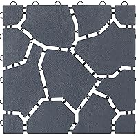 QI004108.4 Gray Garden Path Track Interlocking Stone Look Design Pathway Tile Floor Paver, Pack of 4