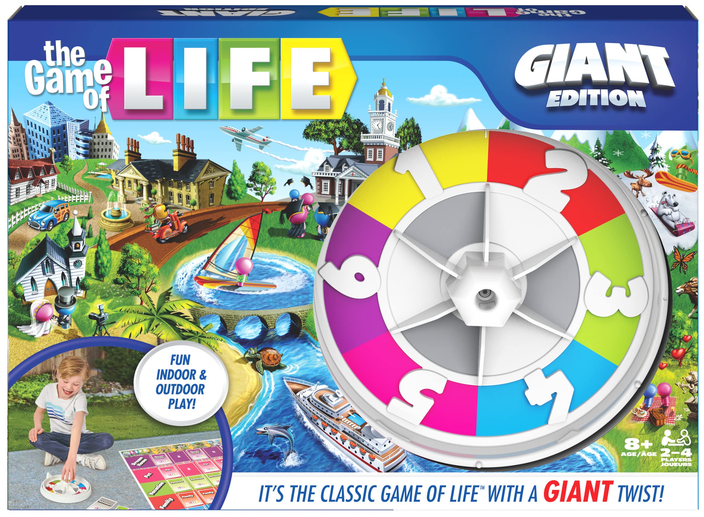 The Game of Life, Giant Edition Family Board Game Indoor/Outdoor Fun Game with Big Oversized Gameboard Cards Spinner, for Adults and Kids Ages 8 and up