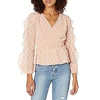KENDALL + KYLIE Women's Ruffle Sleeve Front Wrap Blouse