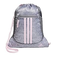 adidas Alliance 2 Sackpack Draw String Bag, Jersey Grey/Clear Pink/Grey, One Size