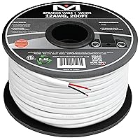 Mediabridge™ 12AWG 2-Conductor Speaker Wire (200 Feet, White) - 99.9% Oxygen Free Copper – ETL Listed & CL2 Rated for in-Wall Use (Part# SW-12X2-200-WH)