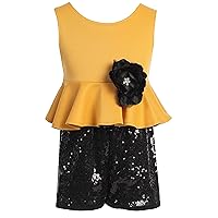 Little Girl 2 Pieces Top Short Set Tank Top Sparkle Sequin Short Clothing Outfit