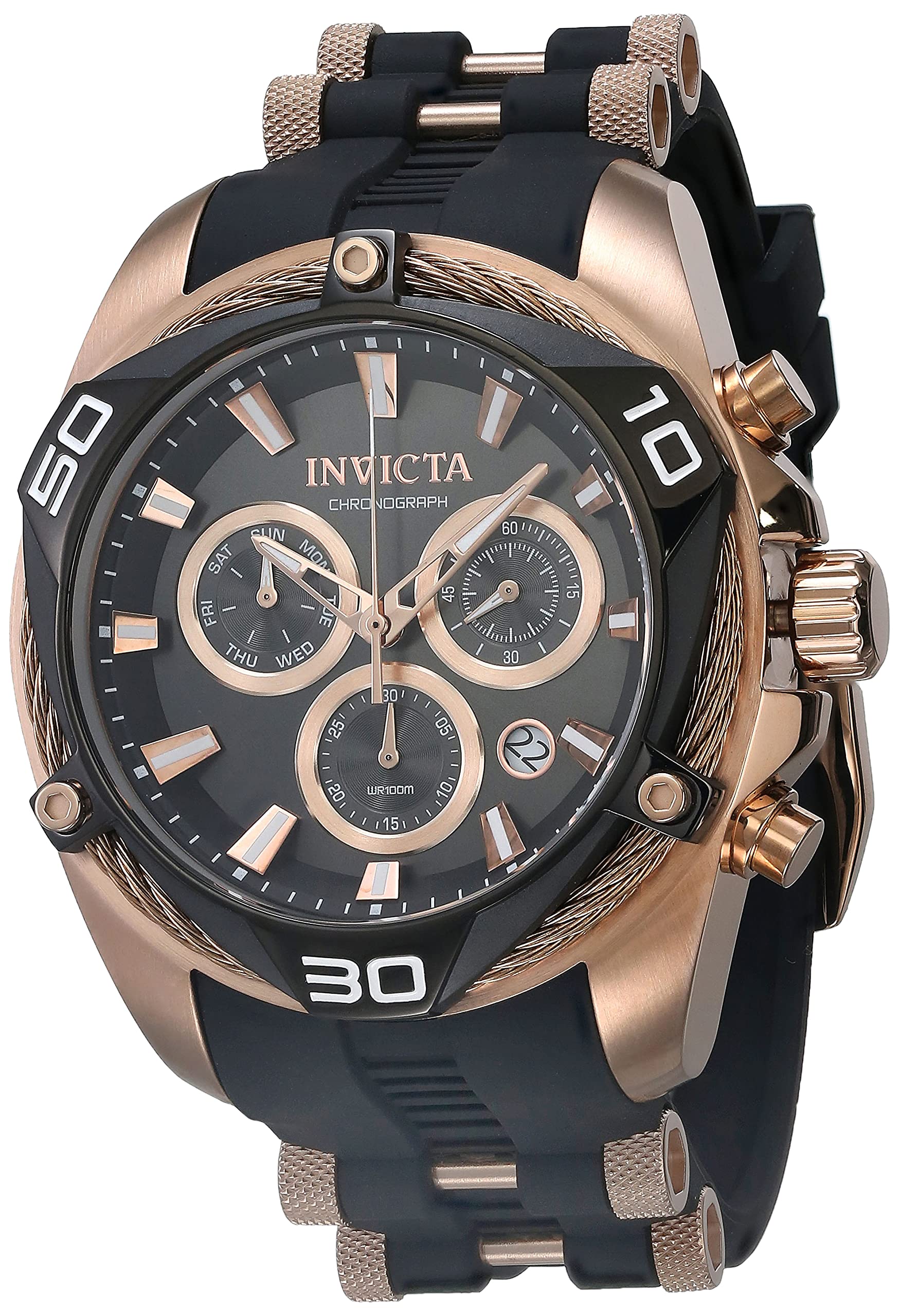 Invicta Men's Bolt 50mm Stainless Steel, Silicone Quartz Watch, Rose Gold (Model: 31316)