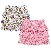 Amazon Essentials Disney | Marvel | Star Wars | Frozen | Princess Girls' Knit Ruffle Scooter Skirts (Previously Spotted Zebra), Pack of 2, Pink/Marvel, X-Large