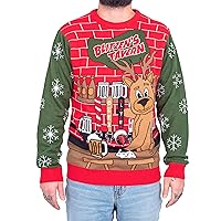 Funny Ugly Christmas Sweater Beverage Dispenser Elfed Up Blitzen's Santa Jingle Juice Knitted Pullover for Mens and Womens