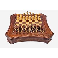 Chess Set 19.7 inch Gorgeous Big Walnut Wood Armenian Large High Detail Unique Board Game Amazing Gift