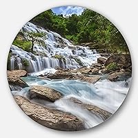 Designart White Mae Ya Waterfall Landscape-Photo Circle MT7129-C11-Disc of 11 inch, 11'' H x 11'' W x 1'' D 1P