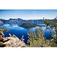 Pacific Northwest Photography Print (Not Framed) Picture of Crater Lake on Summer Day in Oregon Cascade Mountains Wall Art Nature Decor (5