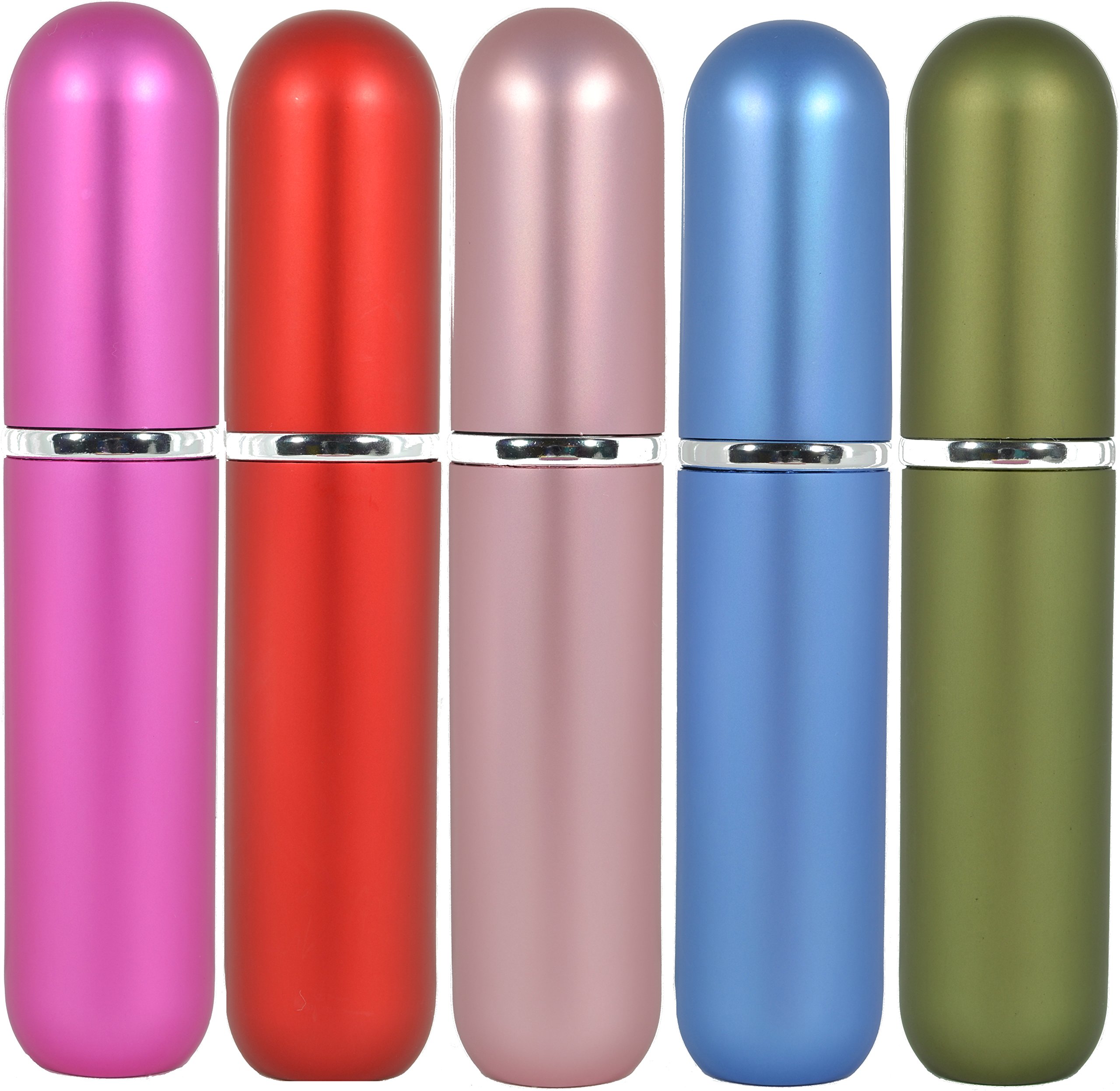 Prime Natural Essential Oil Blank Aromatherapy Aluminum Metal Premium Inhalers- 5 Gorgeous Colors Complete Sets with 10 Cotton Wicks for Nose, Reusable & Refillable