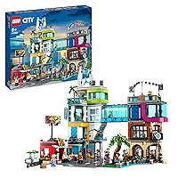 LEGO City Downtown 60380 Building Toy Set, Multi-Feature Playset with Connecting Room Modules, Includes 14 Inspiring Minifigure Characters and a Dog Figure, Sensory Toy for Kids Ages 8+