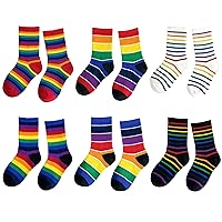 EIAY Shop Little Girls' Boys' Rainbow Stripes Cotton Crew Socks