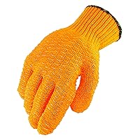 Galeton Criss-Cross Tacky Grip Coated String Knit Gloves Orange 12 Pack 1070, Large