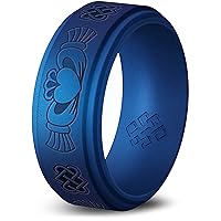 Knot Theory Silicone Ring for Men - Trinity, Claddagh, Celtic Engraving - 8mm Bandwidth Breathable Comfort Fit