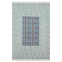 Kilim Rug 11 Square Rug Boho Rug Blue Multicolor Cotton Dhurrie Indoor Outdoor Use Flatweave Rugs for Large Bedroom Square Dining Table Hall Room Patio Doormat