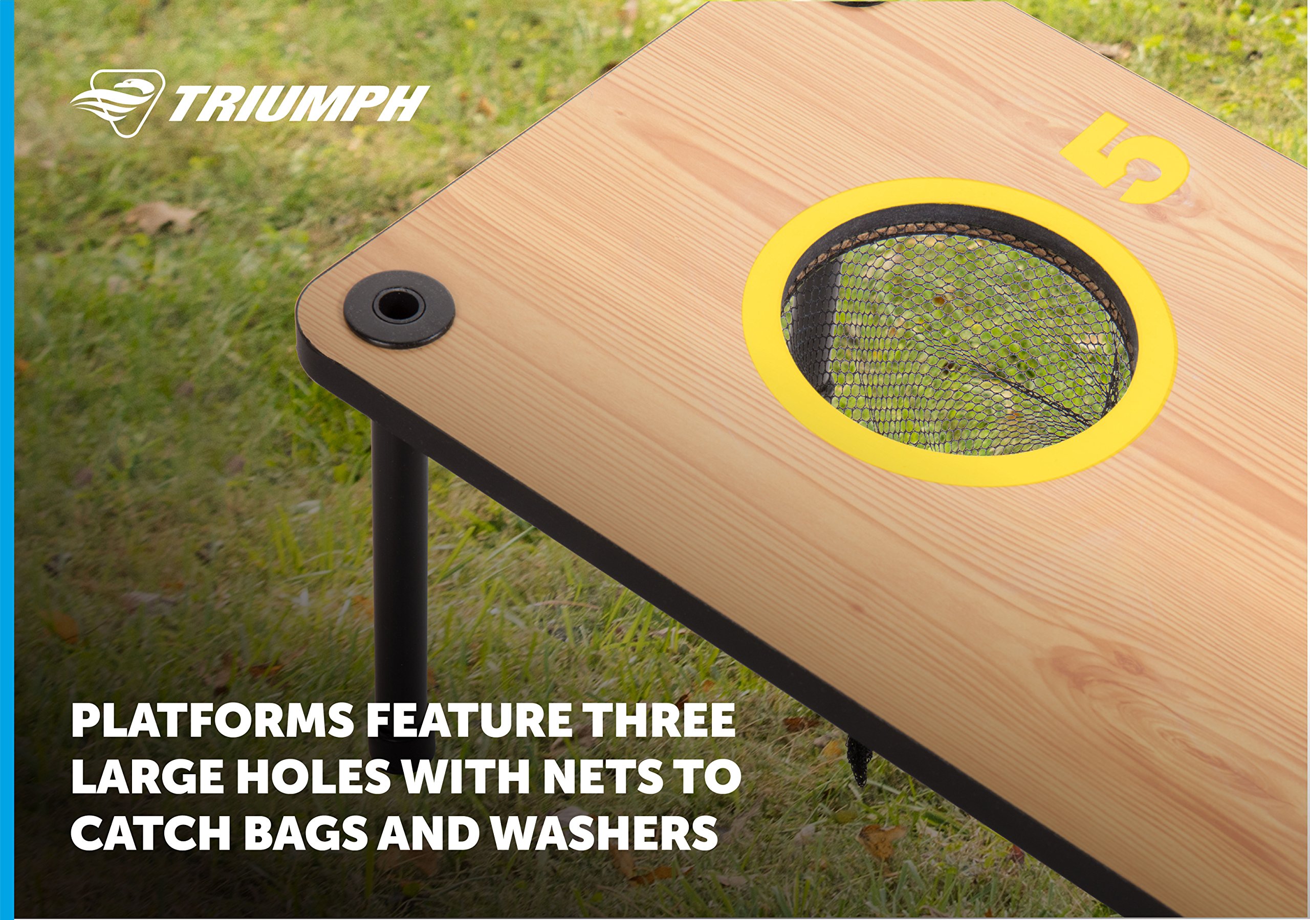 Triumph Sports 2-in-1 Bag Toss/ Washer Toss Combo - Includes 2 Game Platforms, 6 Toss Bags, 6 Washers