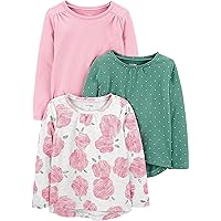 Simple Joys by Carter's Girls' Long-Sleeve Shirts, Pack of 3
