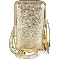 styleBREAKER Ladies Leather Cell Phone Shoulder Bag Soft Suede, Zipper, Genuine Leather Mini Bag 02012373