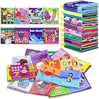Baby Bath Books,Nontoxic Fabric Soft Baby Cloth Books, Early Education Toys,Waterproof Baby Books for Toddler, Infants Crinkly Cloth Book Bath Toys for 6 to 12 - 18 Months - Pack of 8