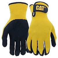 Cat CAT017416L Nylon Knit Shell Gloves – Yellow, Large, High Tactile Foam Cell Nitrile Palm Gloves with Adjustable Wrists