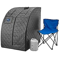 Durasage Lightweight Portable Personal Steam Sauna Spa for Relaxation at Home, 60 Minute Timer, 800 Watt Steam Generator, Chair Included