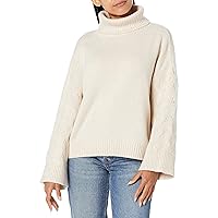 Emporio Armani Women's Wool Blend Cable Knit Loose Fit Turtleneck Sweater
