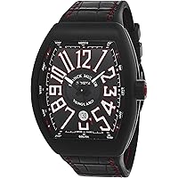Vanguard Mens Black Face Automatic Date Black Rubber Strap Swiss Watch V 45 SC DT TT NR BR ER