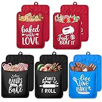 GROBRO7 10Pcs Funny Baking Theme Gifts Pot Holders for Kitchen Heat Resistant Cooking Hot Pads Bakers Gonna Bake Cotton Potholder with Pocket Hanging Loop Machine Washable Microwave Oven Mitt 7 x 9 in