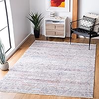 Valencia Collection Area Rug - 9' x 11'1, Grey & Orange, Boho Chic Distressed Design, Non-Shedding & Easy Care, Ideal for High Traffic Areas in Living Room, Bedroom (VAL496P)