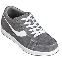 Toto Men's Invisible Height Increasing Elevator Shoes - Lace-up Suede Leather Sneakers - 2.8 Inches Taller