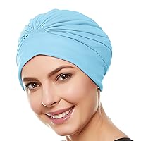Beemo Swim Caps for Women Swimming Turban Polyester Latex Lined Pleated for Ladies